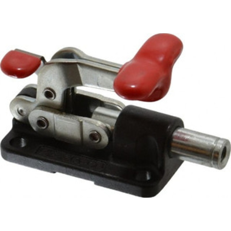 Destaco 560 Lb Load Capacity, Flanged Base, Carbon Steel, Standard Straight Line Action Clamp 4 Mounting Holes, 0.22 Mounting Hole Diam, 0.39 Plunger Diam, T-Handle Handle 6015-MR – 88153838