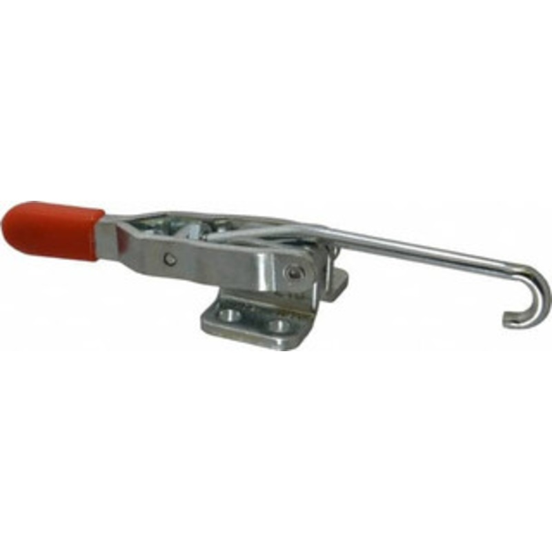 Knu-Vise 200 Lb Capacity, Horizontal, J Hook, Flanged Base, Carbon Steel Pull Action Latch Clamp 2-3/8 Drawing Movement, 5-11/16 OAL, Straight Handle PCH-210 – 86319928