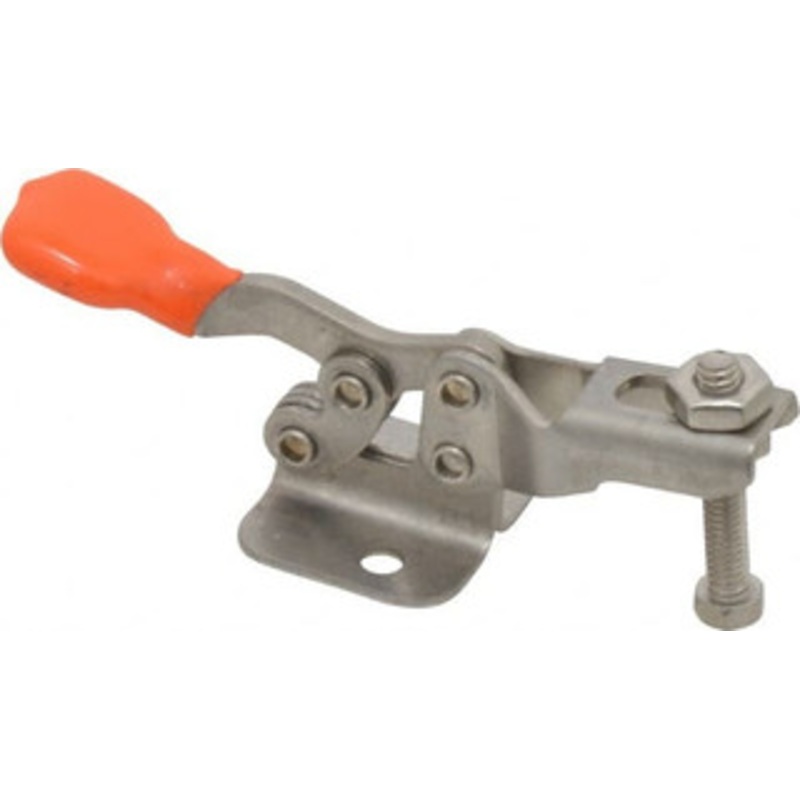 Knu-Vise 100 Lb Holding Capacity, Horizontal Handle, Manual Hold Down Toggle Clamp 85 Handle Movement, 95 Bar Opening, U-Bar, Flanged Base, Stainless Steel H-100(SS) – 08106700