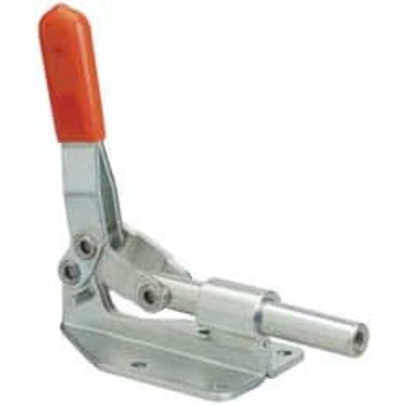 Knu-Vise 300 Lb Load Capacity, Flanged Base, Carbon Steel, Standard Straight Line Action Clamp 4 Mounting Holes, 0.222 Mounting Hole Diam, 1/2 Plunger Diam, Straight Handle PHL-300 – 05761176