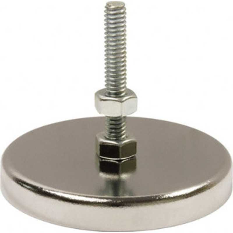 Mag-Mate 90 Lb Max Pull Force, 3/8 Overall Height, 2.88 Diam, Ceramic Cup Magnet Bolt & Nut Style, Chrome Plated MX2750B – 62798111