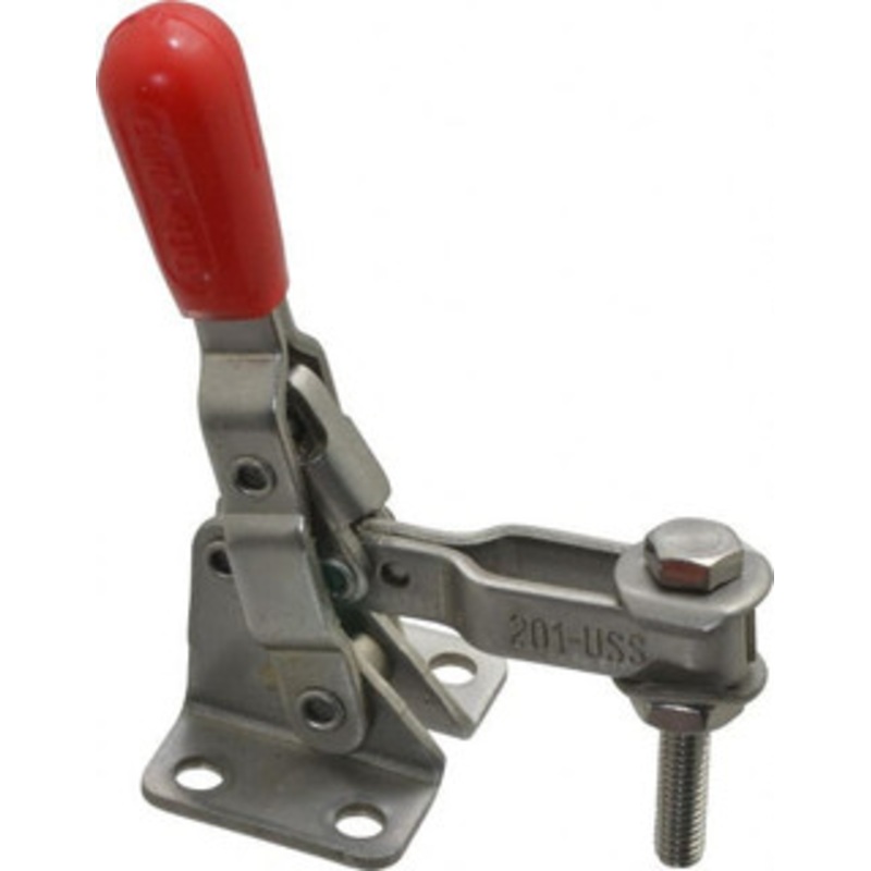 Destaco 125 Lb Holding Capacity, Vertical Handle, Manual Hold Down Toggle Clamp 55 Handle Movement, 100 Bar Opening, U-Bar, Flanged Base, Electro-Plated Zinc, Stainless Steel 201-USS – 09875600