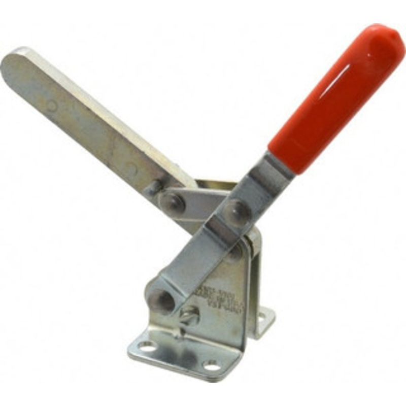 Knu-Vise 700 Lb Holding Capacity, Vertical Handle, Manual Hold Down Toggle Clamp 57 Handle Movement, 106 Bar Opening, Solid Bar, Flanged Base, Carbon Steel VST-600 – 72462682