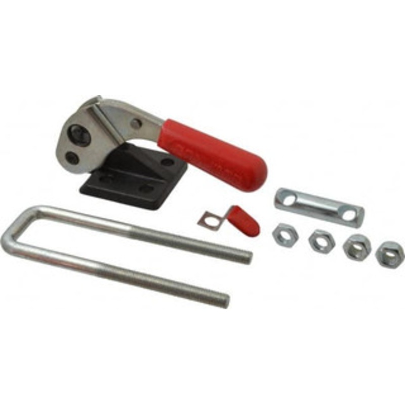 Destaco 4,000 Lb Capacity, Vertical, U Hook, Flanged Base, Carbon Steel Pull Action Latch Clamp 1-3/4 Drawing Movement, 6.6 OAL, Threaded U Hook, Straight Handle 374 – 03583804