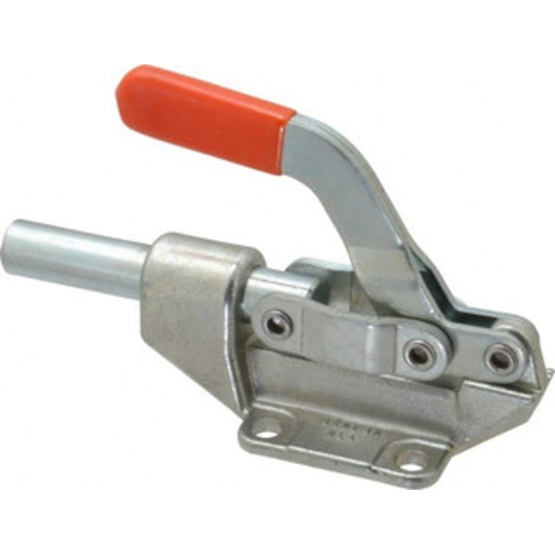 Knu-Vise 850 Lb Load Capacity, Flanged Base, Carbon Steel, Standard Straight Line Action Clamp 4 Mounting Holes, 0.33 Mounting Hole Diam, 5/8 Plunger Diam, Straight Handle PHL-850 – 05761168