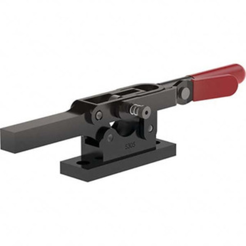 Destaco 600 Lb Holding Capacity, Horizontal Handle, Manual Hold Down Toggle Clamp 69 Handle Movement, 90 Bar Opening, Solid Bar, Flanged Base, Oxide Finish, Forged Alloy Steel 5305-R – 44002913