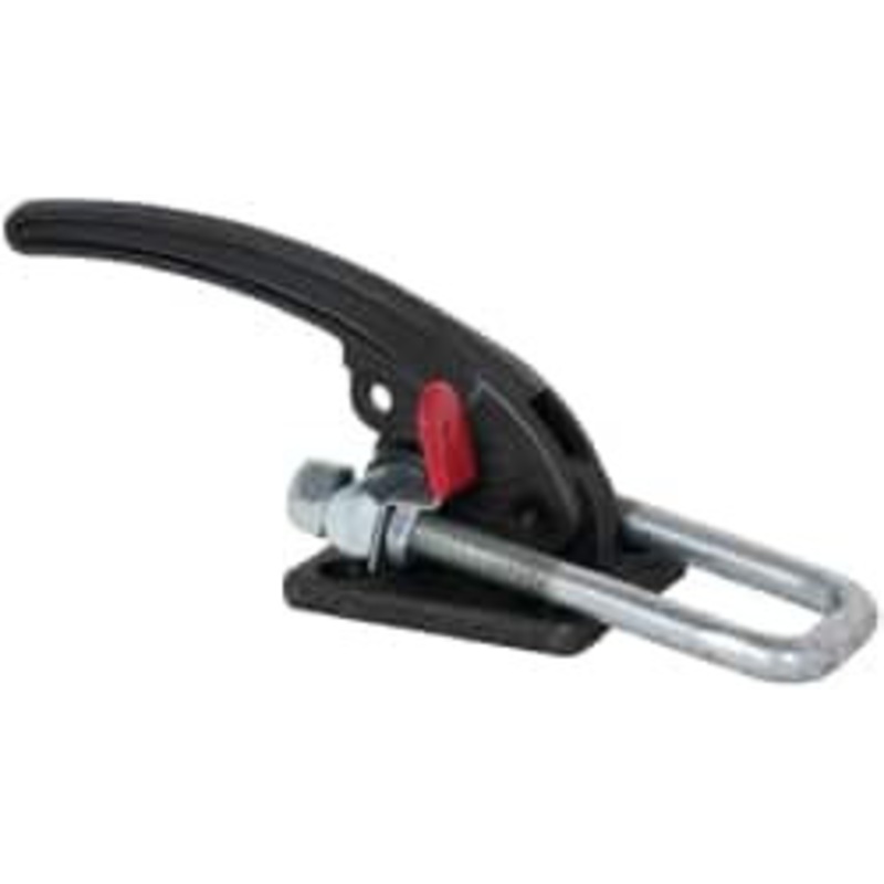 Destaco 7,500 Lb Capacity, Horizontal, U Hook, Flanged Base, Carbon Steel Pull Action Latch Clamp 2.19 Drawing Movement, 9.65 OAL, Threaded U Hook, Straight Handle 385 – 06966592