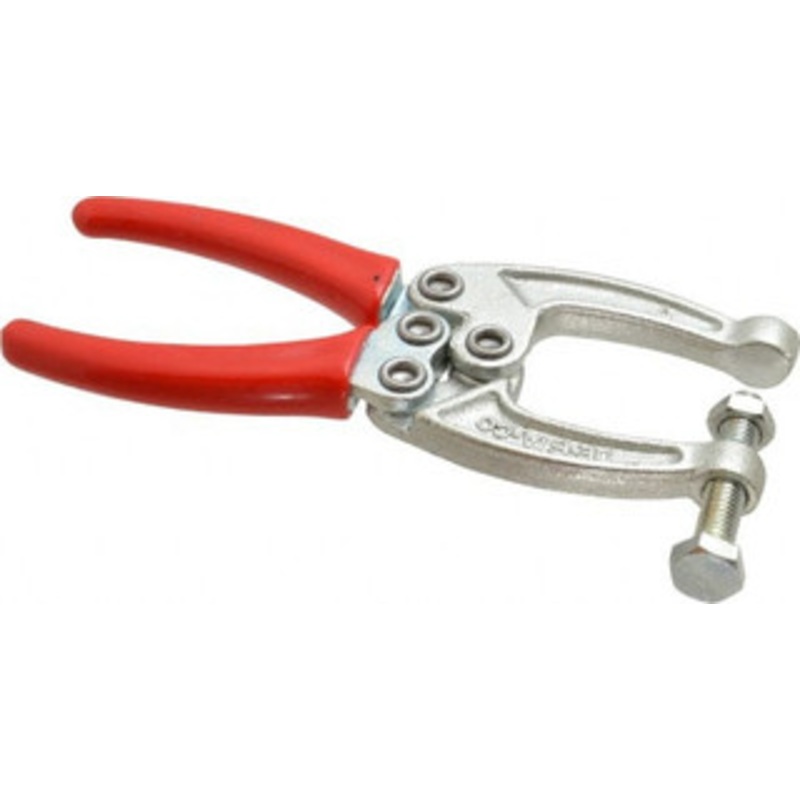 Destaco 1556.88 N Load Capacity, 1.77 Throat Depth, 6.03 OAL, Carbon Steel, C Style Plier Clamp 2.8 Max Jaw Capacity, M8x1.5 Spindle, 2.8 Open Throat Height, Red Handle, Spindle End 441 – 06996623