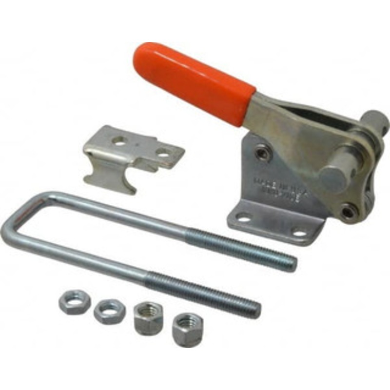 Knu-Vise 2,000 Lb Capacity, Vertical, U Hook, Flanged Base, Carbon Steel Pull Action Latch Clamp 2-1/2 Drawing Movement, 5.21 OAL, Straight Handle PCU-2010 – 86319969