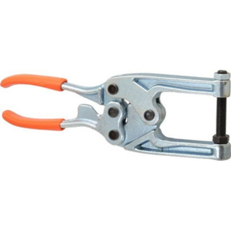 Knu-Vise 725.75 Kg Load Capacity, 2-1/4 Throat Depth, 9-3/4 OAL, Carbon Steel, C Style Plier Clamp 1-3/4 Max Jaw Capacity, 3/8-24 Spindle, 1.22 Open Throat Height, Orange Handle, Spindle End P-1600 – 08105272