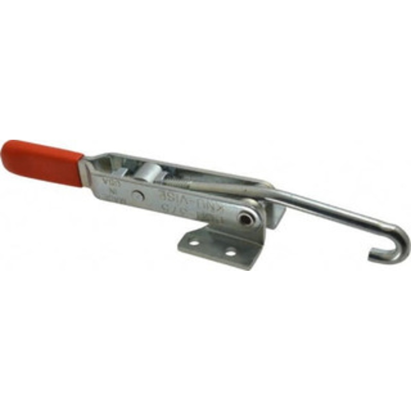 Knu-Vise 375 Lb Capacity, Horizontal, J Hook, Flanged Base, Carbon Steel Pull Action Latch Clamp 4 Drawing Movement, 8-5/8 OAL, Straight Handle PCH-375 – 86319936
