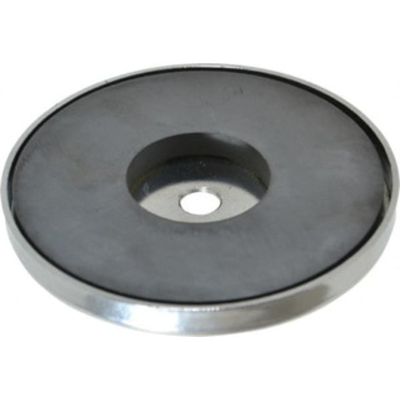 Mag-Mate 95 Lb Max Pull Force, 1/2 Overall Height, 4.9 Diam, Ceramic Cup Magnet Through Hole Style, Chrome Plated MX5000 – 82992389