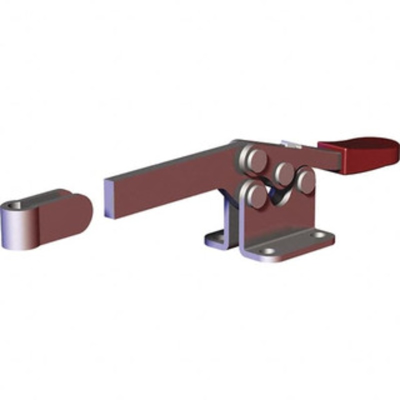 Destaco 200 Lb Holding Capacity, Horizontal Handle, Manual Hold Down Toggle Clamp 78 Handle Movement, 87 Bar Opening, Solid Bar, Flanged Base, Electro-Plated Zinc, Carbon Steel 215-S – 76988401