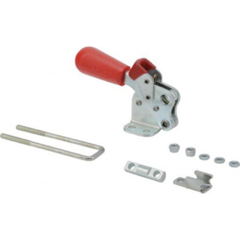 Destaco 495 Lb Capacity, Vertical, J Hook, Flanged Base, Carbon Steel Pull Action Latch Clamp 1.53 Drawing Movement, 3.47 OAL, Threaded U Hook, Straight Handle 324-R – 83896183