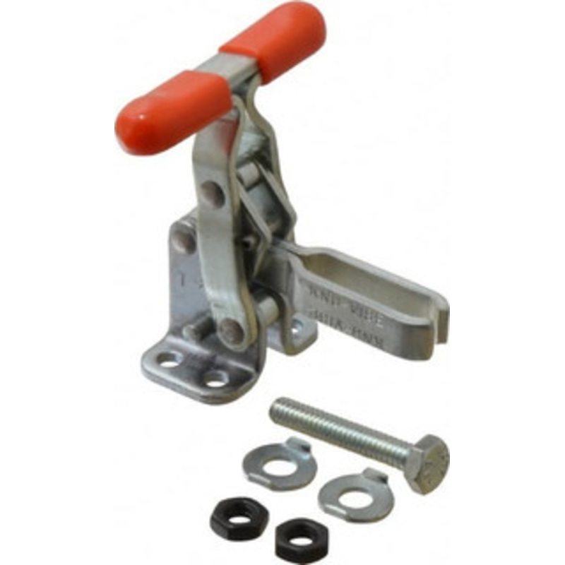 Knu-Vise 200 Lb Holding Capacity, Vertical Handle, Manual Hold Down Toggle Clamp 64 Handle Movement, 110 Bar Opening, U-Bar, Flanged Base, Carbon Steel T-220 – 71826861