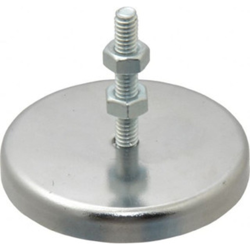 Mag-Mate 41 Lb Max Pull Force, 3/8 Overall Height, 2.63 Diam, Ceramic Cup Magnet Bolt & Nut Style, Chrome Plated MX2500B – 81745473