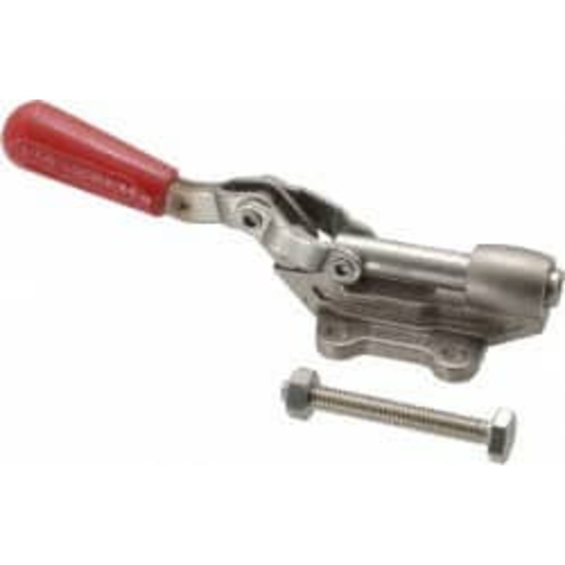 Destaco 840 Lb Load Capacity, Flanged Base, Stainless Steel, Standard Straight Line Action Clamp 4 Mounting Holes, 0.27 Mounting Hole Diam, 0.44 Plunger Diam, Straight Handle 603-SS – 88153879