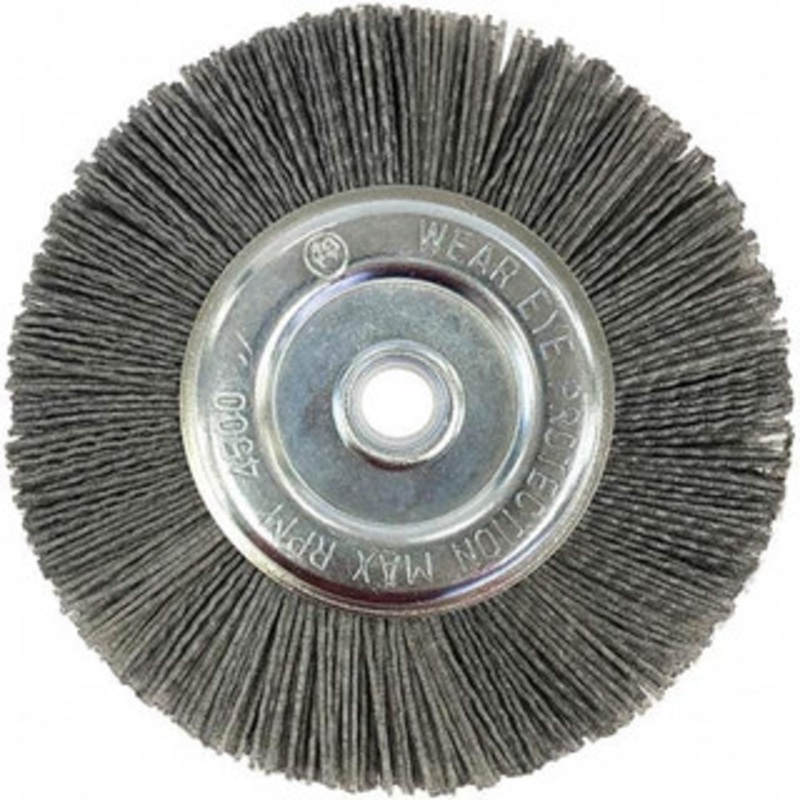 Value Collection 6 OD, 5/8 Shank Diam, 5/8 Arbor Hole, Crimped Nylon Wheel Brush 5/16 Face Width, 5/16 Trim Length, 3,750 RPM 3515016590R – 82410374