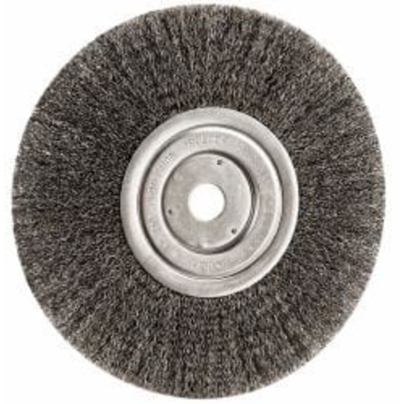 Weiler Abrasives 8 OD, 3/4 Arbor Hole, Crimped Steel Wheel Brush 1/2 Face Width, 2-1/16 Trim Length, 0.0118 Filament Diam, 6,000 RPM 01168 – 66015942