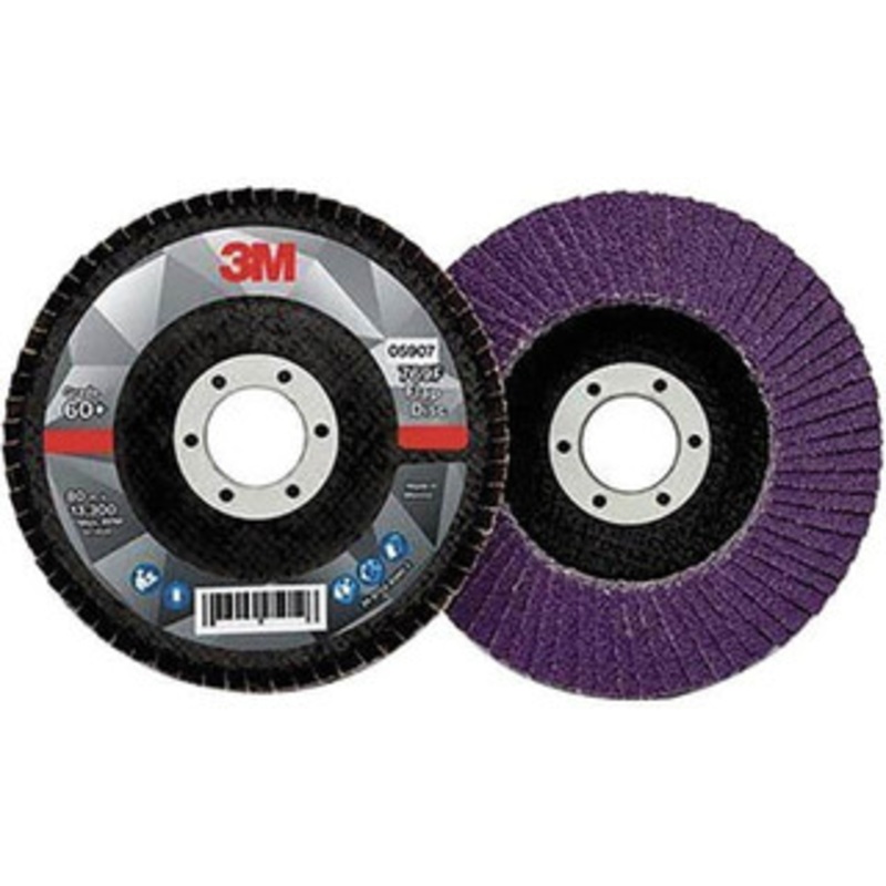 3M 4-1/2 7/8 Center Hole Type 29 Ceramic Flap Disc Medium Grade, Coated, Arbor Attachment, Fiberglass Backing, 13,300 RPM 7100178027 – 11029543