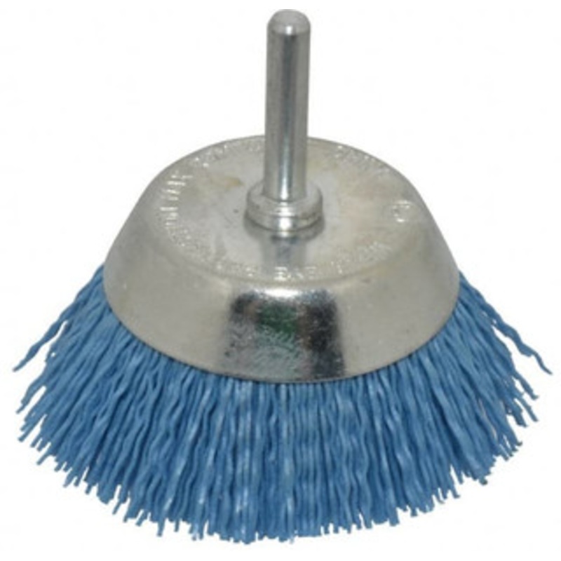 Dico 2-1/2 Diam 1/4 Shank Nylon Fill Cup Brush Aluminum Oxide Abrasive, 0.03 Wire Diam 505-786(BLUE) – 00549220