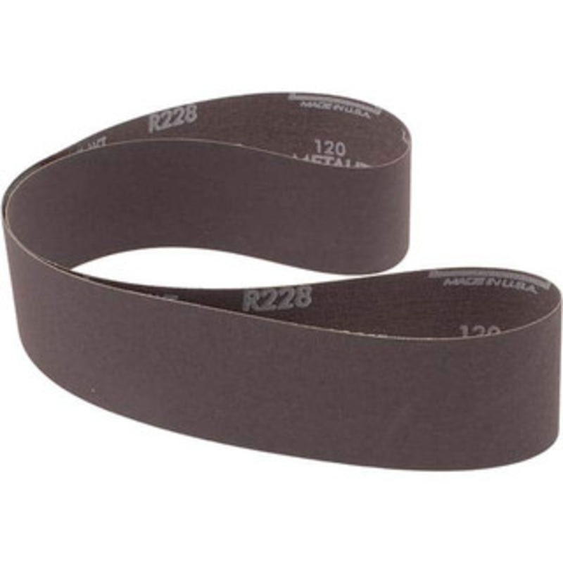 Norton 2-1/2 Wide x 48 OAL, 120 Grit, Aluminum Oxide Abrasive Belt Aluminum Oxide, Fine, Coated, X Weighted Cloth Backing, Series R228 78072721510 – 67274423