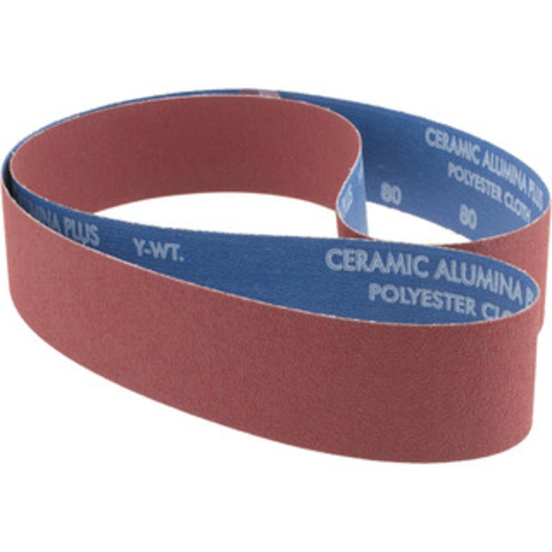 Norton 2 Wide x 60 OAL, 80 Grit, Ceramic Abrasive Belt Ceramic, Medium, Coated, Y Weighted Cloth Backing, Series R981 78072775351 – 82115197