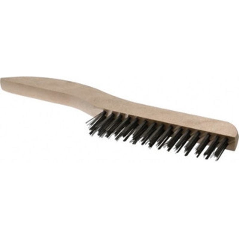 Osborn 2 Rows x 15 Columns Steel Scratch Brush 5-1/4 Brush Length, 10 OAL, 1-1/8 Trim Length, Wood Shoe Handle 0005403300 – 53502324