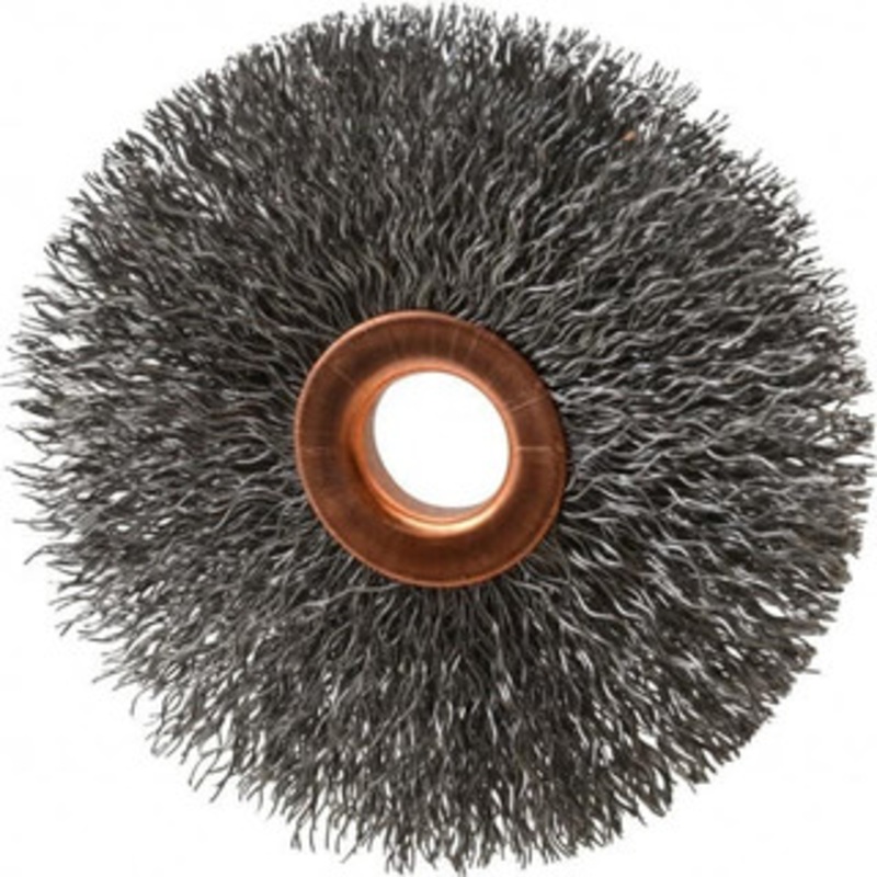 Value Collection 3 OD, 1/2 Arbor Hole, Crimped Steel Wheel Brush 3/8 Face Width, 1 Trim Length, 0.012 Filament Diam, 15,000 RPM S00651778 – 00651778