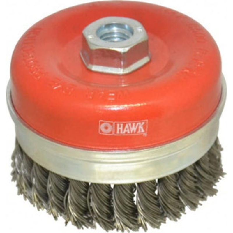 Value Collection 4 Diam 5/8-11 Threaded Arbor Steel Fill Cup Brush Knotted Wire, 0.0314 Wire Diam, 8,500 Max RPM S04185773 – 04185773