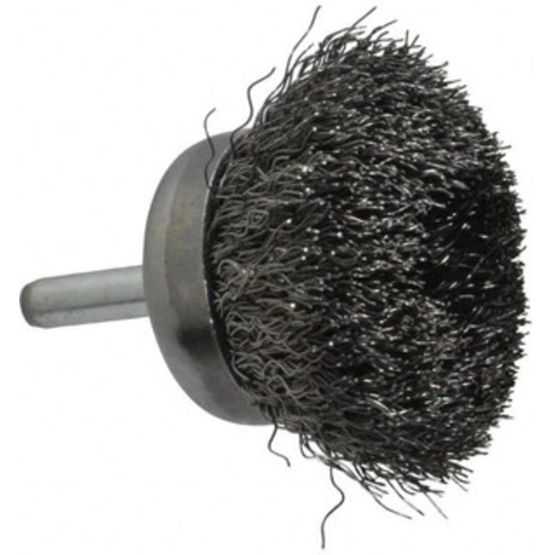 Weiler Abrasives 1-3/4 Diam 1/4 Shank Steel Fill Cup Brush Crimped Wire, 0.0118 Wire Diam, 3/4 Trim, 13,000 Max RPM 90316 – 00462945