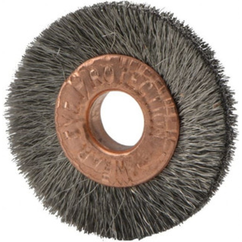 Weiler Abrasives 1 OD, 1/4 Arbor Hole, Crimped Stainless Steel Wheel Brush 3/16 Face Width, 1/4 Trim Length, 0.003 Filament Diam, 20,000 RPM 16461 – 75849547