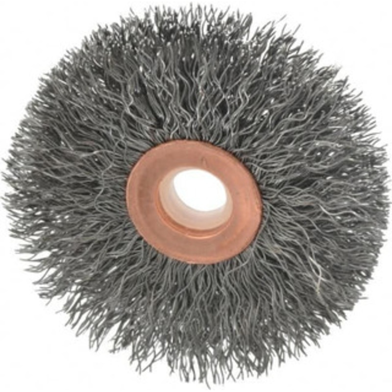 Weiler Abrasives 2-1/2 OD, 1/2 Arbor Hole, Crimped Steel Wheel Brush 1/2 Face Width, 3/4 Trim Length, 0.0118 Filament Diam, 20,000 RPM 93661 – 03598133