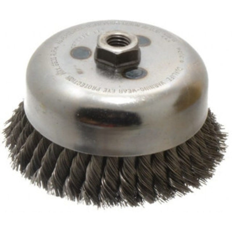 Weiler Abrasives 6 Diam 5/8-11 Threaded Arbor Steel Fill Cup Brush Knotted Wire, 0.023 Wire Diam, 1-3/8 Trim, 6,600 Max RPM 94709 – 03598091