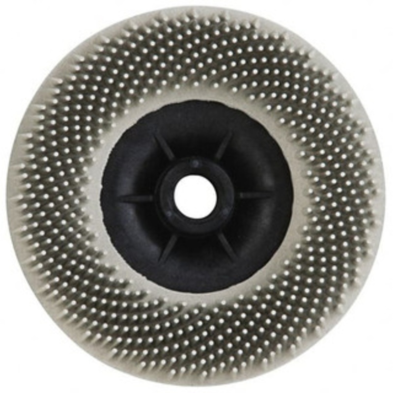 3M 4-1/2 120 Grit Ceramic Straight Disc Brush Fine Grade, Threaded Hole Connector, 3/4 Trim Length, 5/8-11 Threaded Arbor Hole 7100138175 – 09830167