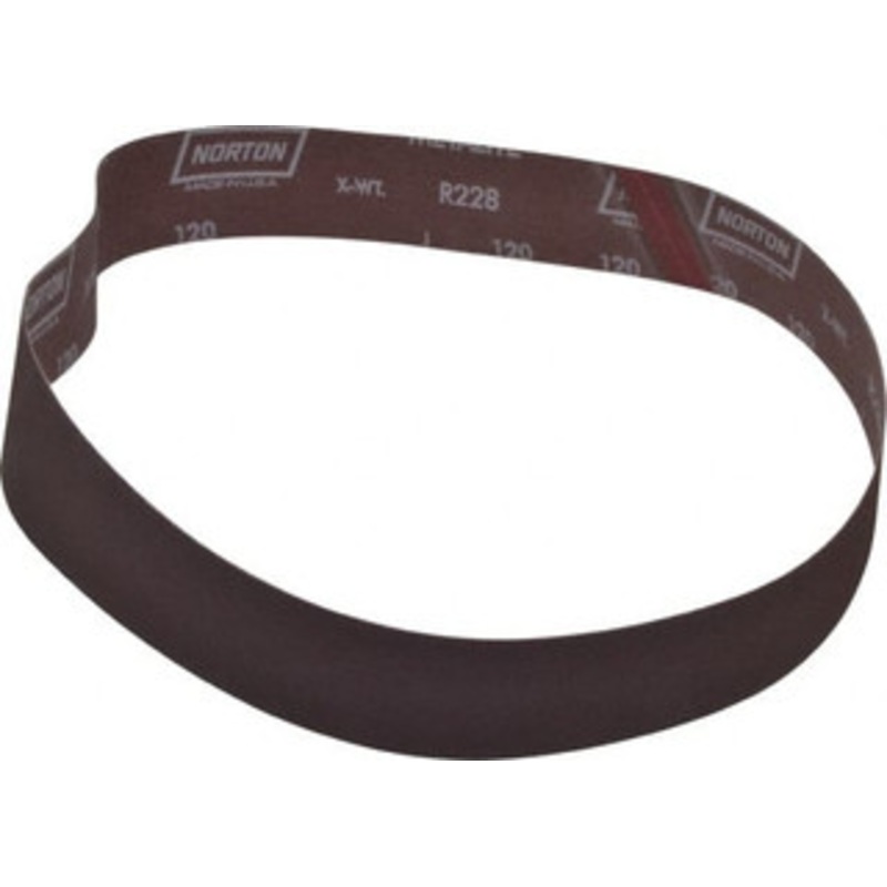 Norton 2 Wide x 42 OAL, 120 Grit, Aluminum Oxide Abrasive Belt Aluminum Oxide, Fine, Coated, Series R228 78072765092 – 82323767