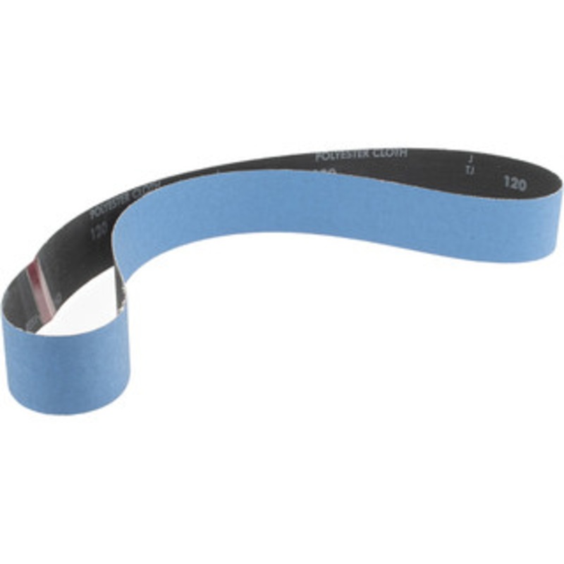 Norton 2 Wide x 48 OAL, 120 Grit, Zirconia Alumina Abrasive Belt Zirconia Alumina, Fine, Coated, X Weighted Cloth Backing, Series R823 78072728615 – 85118123