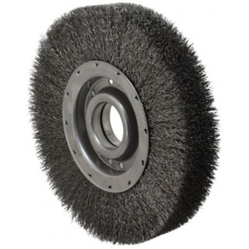 Osborn 10 OD, 2 Arbor Hole, Crimped Steel Wheel Brush 2 Face Width, 2-1/8 Trim Length, 0.014 Filament Diam, 3,600 RPM 0002202900 – 06080857