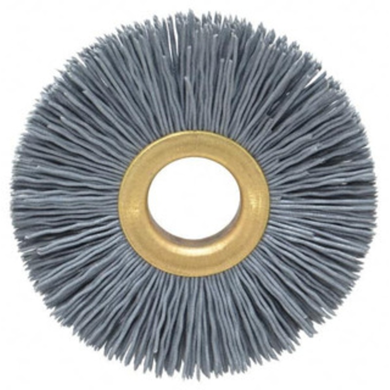 Osborn 2-1/2 OD, 5/8 Arbor Hole, Crimped Nylon Wheel Brush 3/8 Face Width, 11/16 Trim Length, 15,000 RPM 0001140800 – 06081772