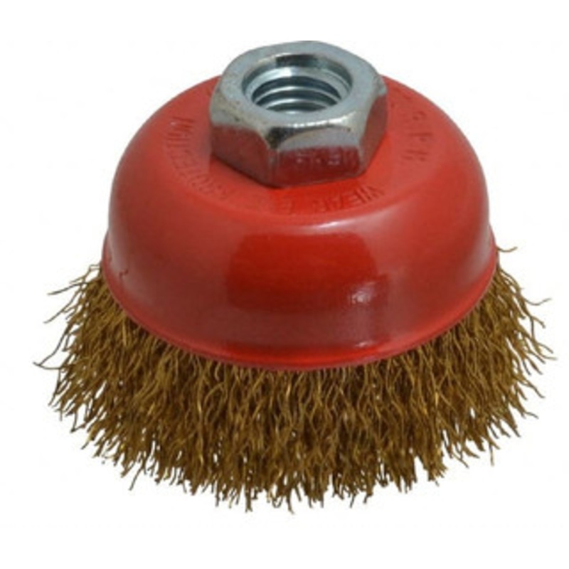 Value Collection 2-5/8 Diam M14x2.00 Threaded Arbor Steel Fill Cup Brush Crimped Wire, 0.015 Wire Diam, 12,500 Max RPM S04185971 – 04185971