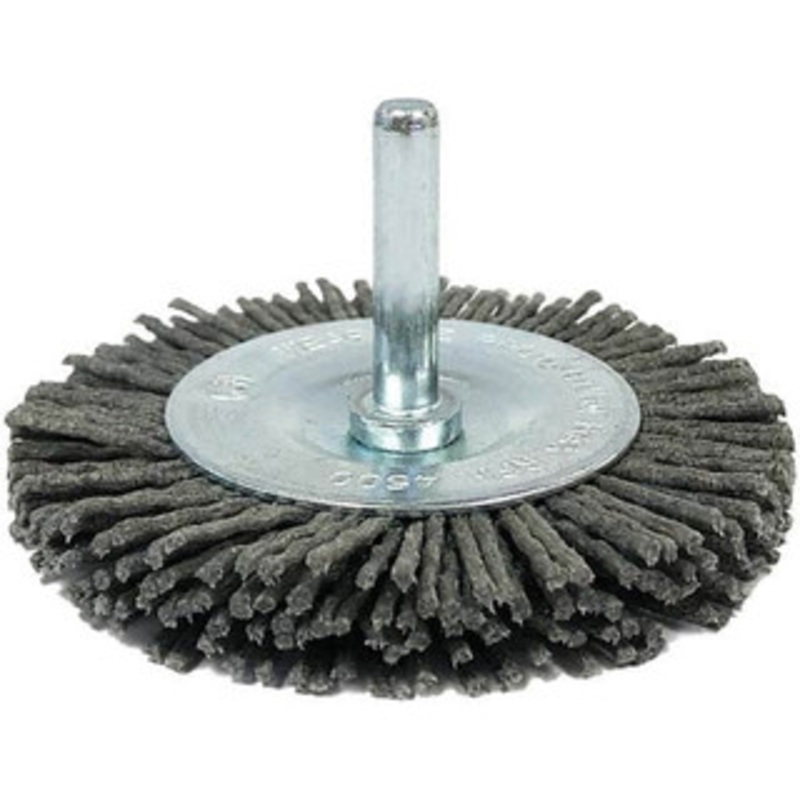 Value Collection 4 OD, 1/4 Shank Diam, Crimped Nylon Wheel Brush 1/4 Face Width, 5/16 Trim Length, 4,500 RPM 3810006590R – 82410291