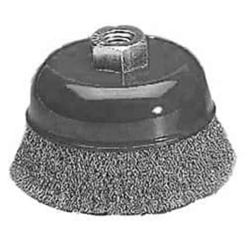 Value Collection 5 Diam 5/8-11 Threaded Arbor Steel Fill Cup Brush Crimped Wire, 0.015 Wire Diam, 6,500 Max RPM S04186318 – 04186318