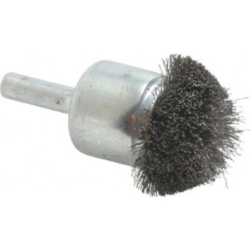 Weiler Abrasives 1-1/4 Diam Steel Flared Crimped End Brush 1/4 Shank Diam, 20,000 Max RPM 10076 – 75846519