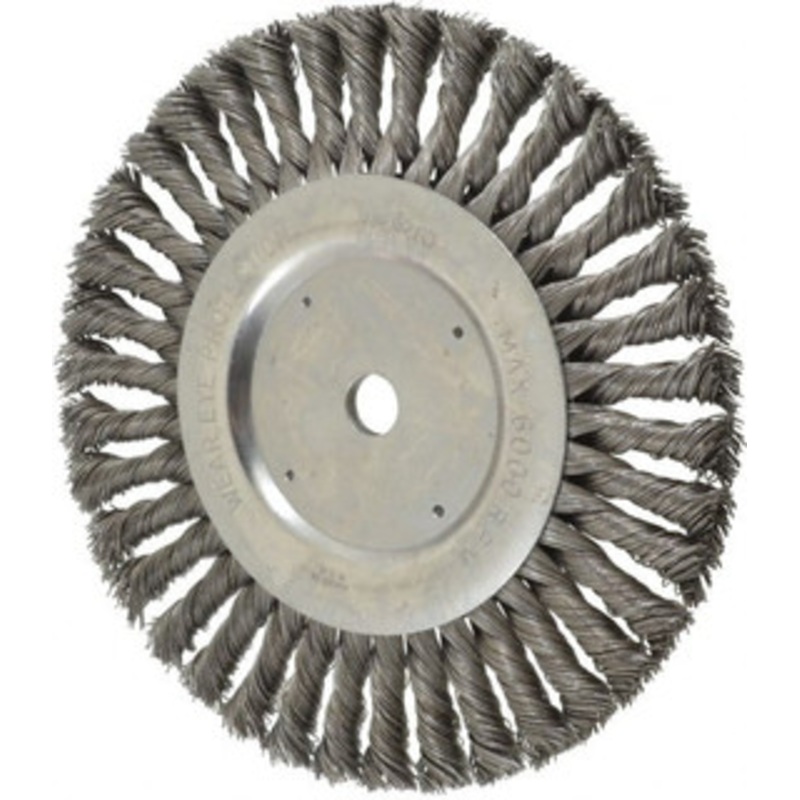 Weiler Abrasives 8 OD, 5/8 Arbor Hole, Knotted Steel Wheel Brush 5/8 Face Width, 1-5/8 Trim Length, 0.023 Filament Diam, 6,000 RPM 08155 – 75845321