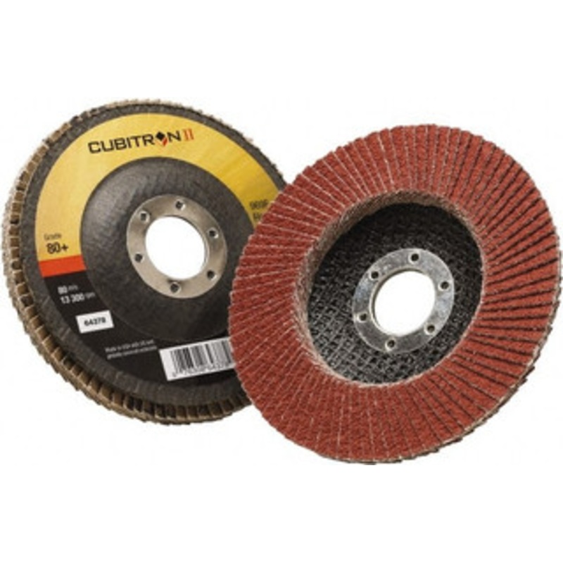 3M 4-1/2 80 Grit 7/8 Center Hole Type 27 Ceramic Flap Disc Medium Grade, Coated, Arbor Attachment, Polyester Backing, 13,300 RPM 7100104941 – 32324931