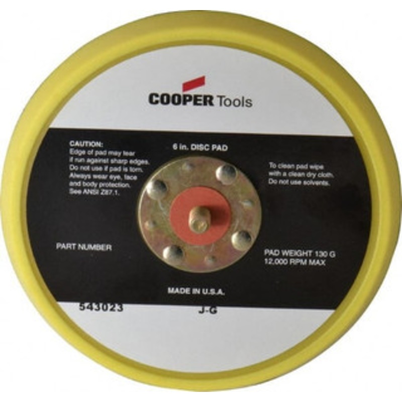 Cleco 6 Diam Hook & Loop Disc Backing Pad Hard Density, 13,000 RPM 543023 – 89804215