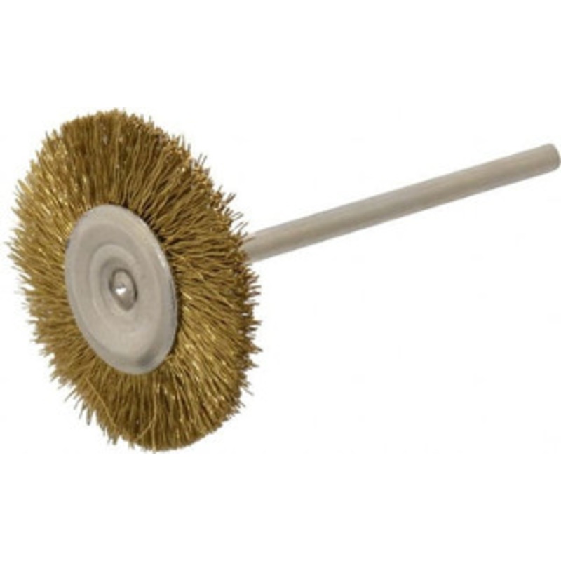 Osborn 1 OD, 3/32 Shank Diam, Crimped Brass Wheel Brush 0.005 Filament Diam, 25,000 RPM 0007575800 – 00079582