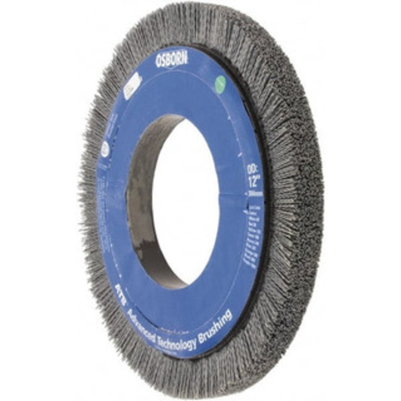 Osborn 12 OD, 5-1/4 Arbor Hole, Crimped Nylon Wheel Brush 1 Face Width, 1-1/4 Trim Length, 0.035 Filament Diam, 1,800 RPM 0004064800 – 01063734