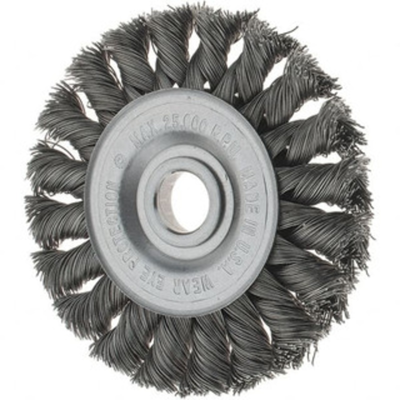 Tru-Maxx 3 OD, 1/2 Arbor Hole, Knotted Steel Wheel Brush 3/8 Face Width, 3/8 Trim Length, 0.0118 Filament Diam, 25,000 RPM 88504 – 32250680