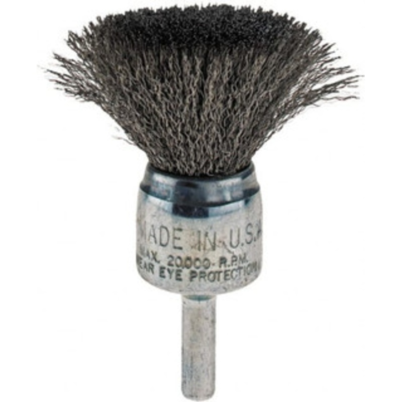 Weiler Abrasives 3/4 Diam Steel Crimped End Brush 7/8 Trim Length, 1/4 Shank Diam, 22,000 Max RPM 90178 – 64702558